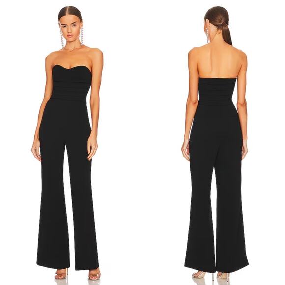 JONATHAN SIMKHAI Rebecca Bustier Wide Leg Black Jumpsuit Size 0